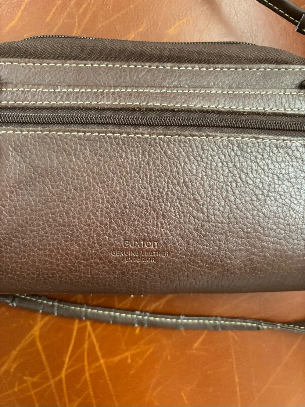 Genuine Buxton leather crossbody brown